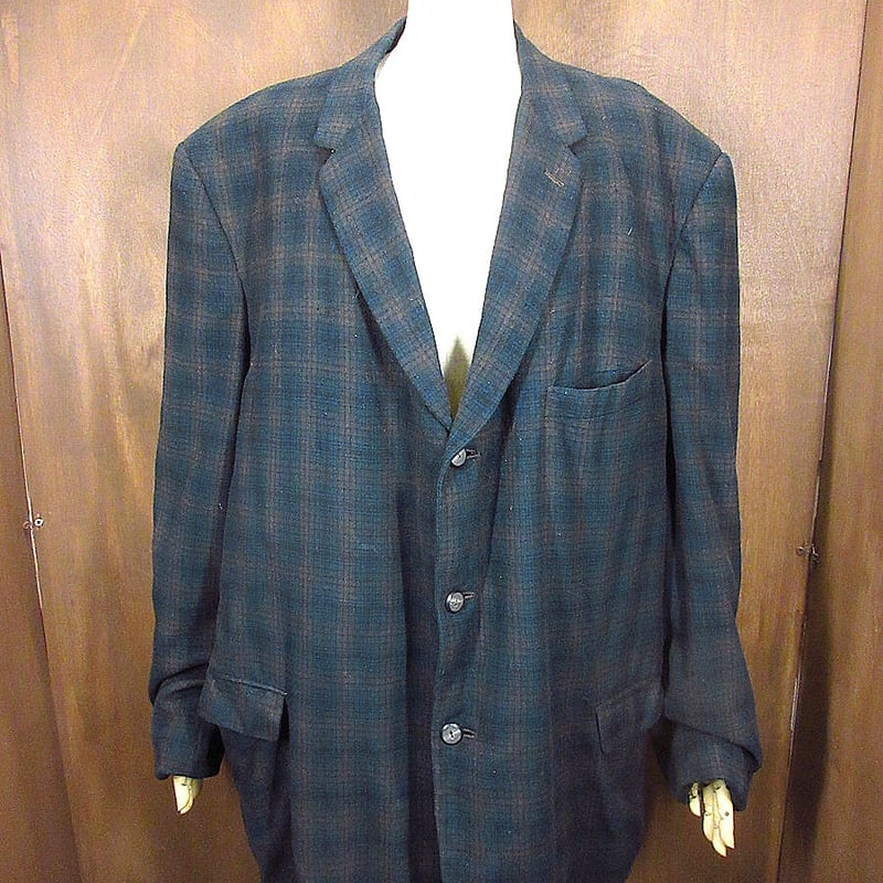 ビンテージ50's○CURLEE CLOTHESチェックウール3Bテーラードジャケット