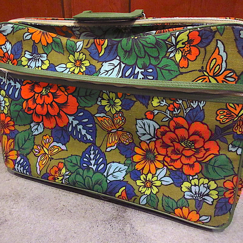 ビンテージ70's○レトロ花柄トランクケース○240514c6-bag-trk 1970s