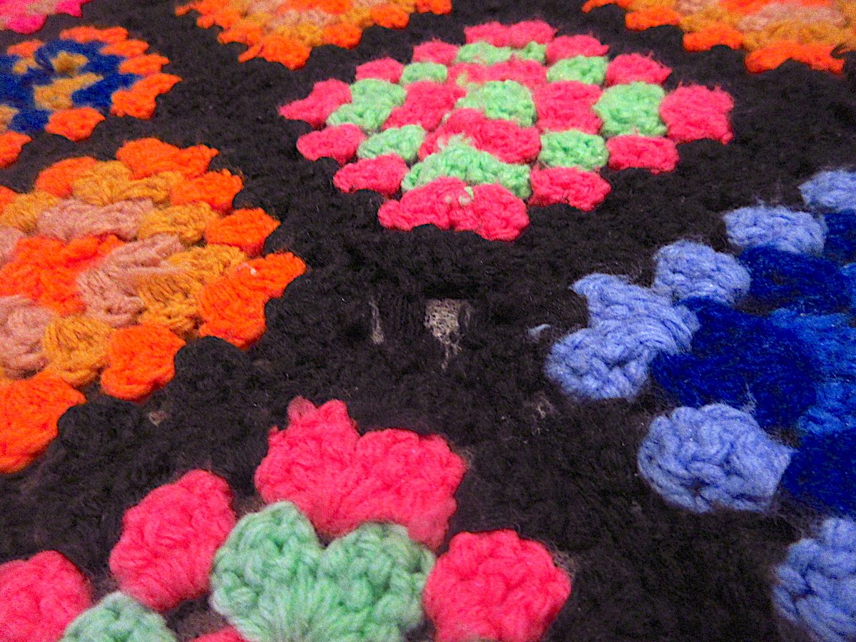 ビンテージ○かぎ針編みブランケットsize 約195cm × 約110cm○250520m1-