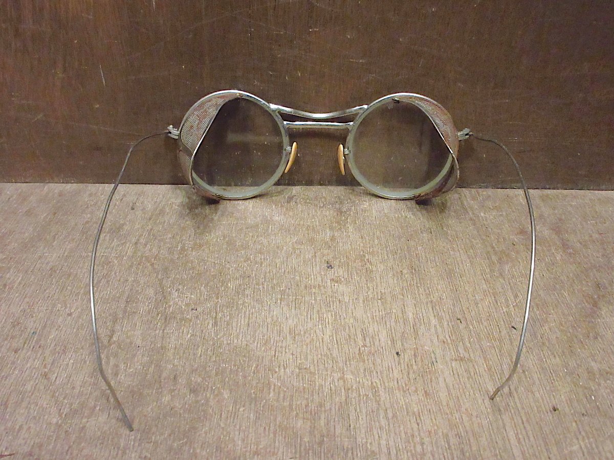 ビンテージ40's50's○WILLSONサイドガード付きラウンドセーフティ眼鏡
