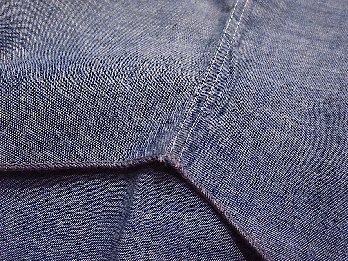 40s~50s ブラックシャンブレー デッドストック ワンウォッシュ DEAD STOCK】40～50s ブラック シャンブレー シャツ 黒