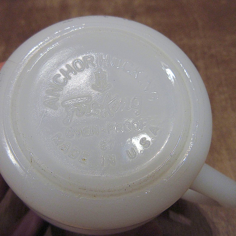 Fire Kingレースドットマグ白×茶○240110j2-frkインテリア雑貨 Fire Kingレースドットマグ白×茶○240110j2-frkインテリア雑貨