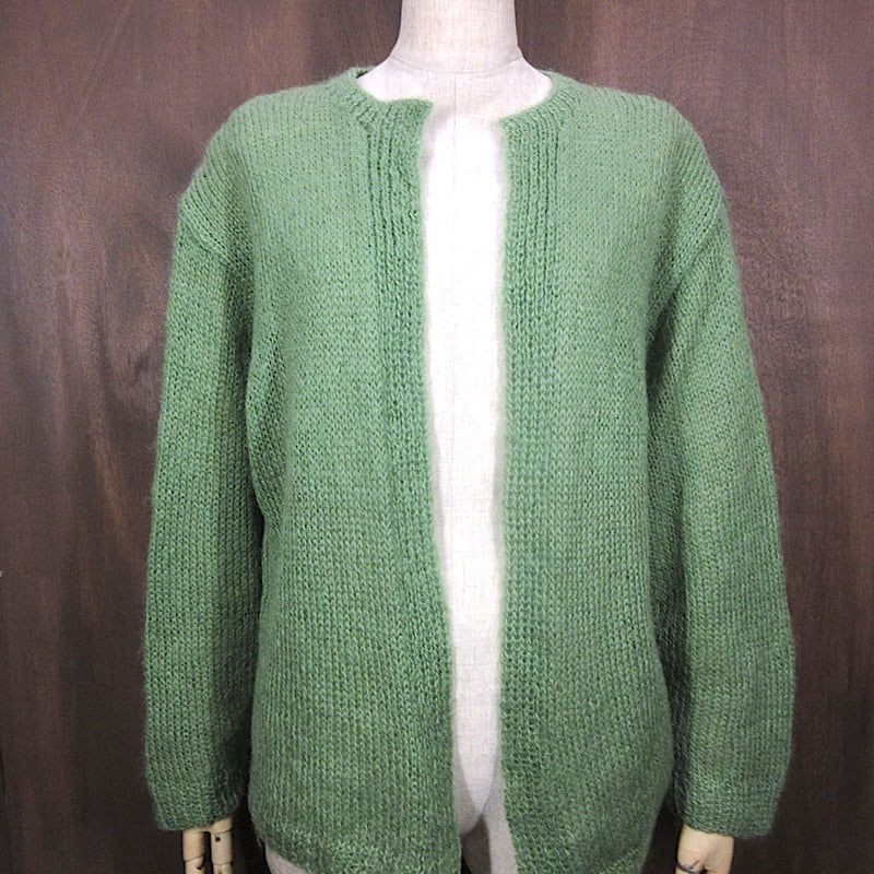 ビンテージ~70's○レディースモヘアカーディガン黄緑○260202n3-w-cdg