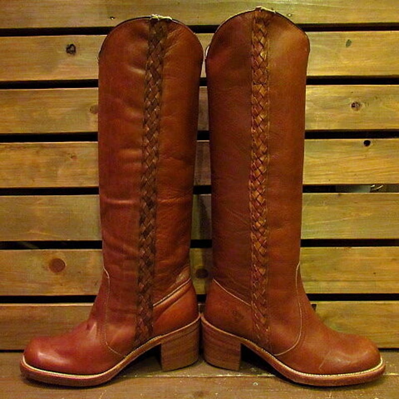 ビンテージ○FRYE レディースロングブーツ茶 Size 5B○odst フライ 