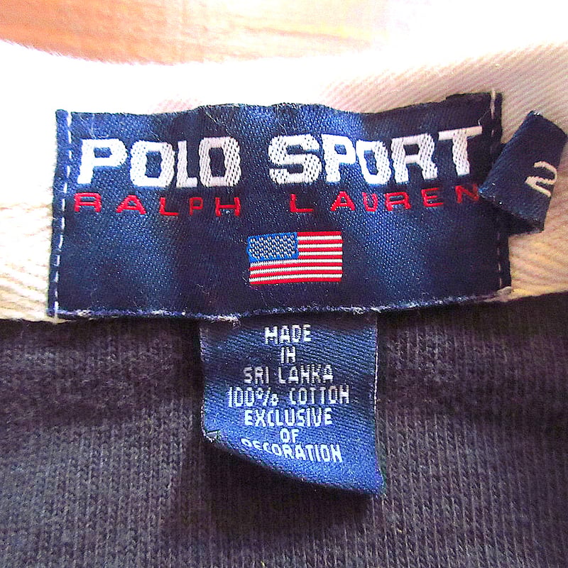 ビンテージ90's○POLO SPORTボーダーラガーシャツ黒×赤size L