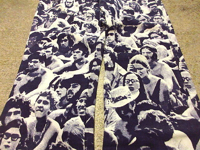 ビンテージ70's○WOODSTOCK剥き出しボタン総柄フレアパンツW60cm ビンテージ70's○WOODSTOCK剥き出しボタン総柄フレアパンツW60cm