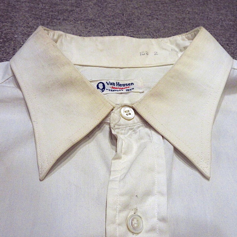 ビンテージ50's○VAN HEUSENマチ付き長袖ドレスシャツ生成りsize ビンテージ50's○VAN HEUSENマチ付き長袖ドレスシャツ生成りsize