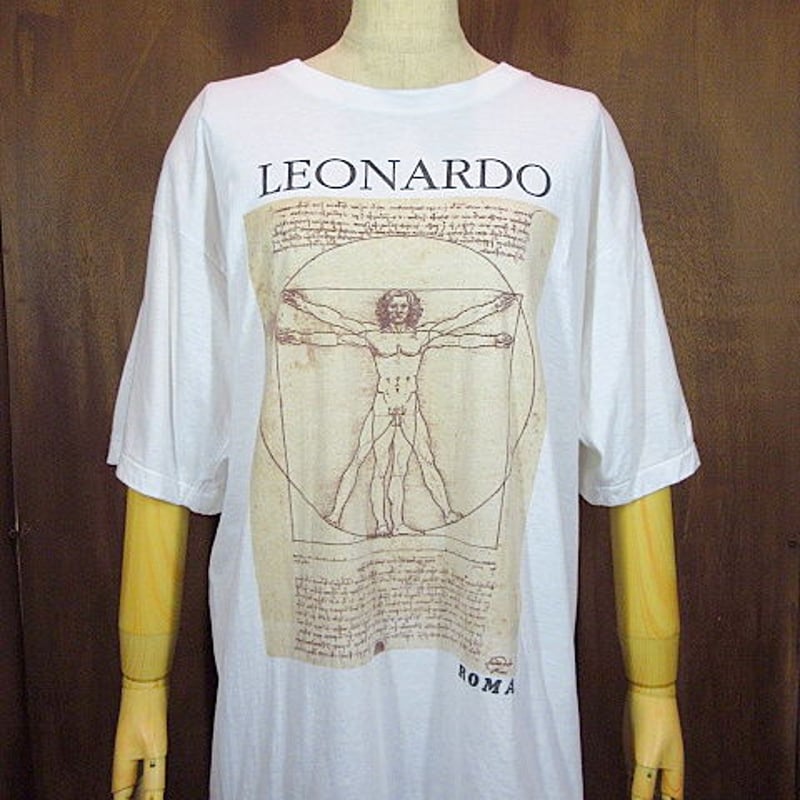 レオナルドダヴィンチ　人体図　Tシャツ ホワイト ヴィンテージ　90s 00s レオナルドダヴィンチ 人体図 Tシャツ ホワイト ヴィンテージ