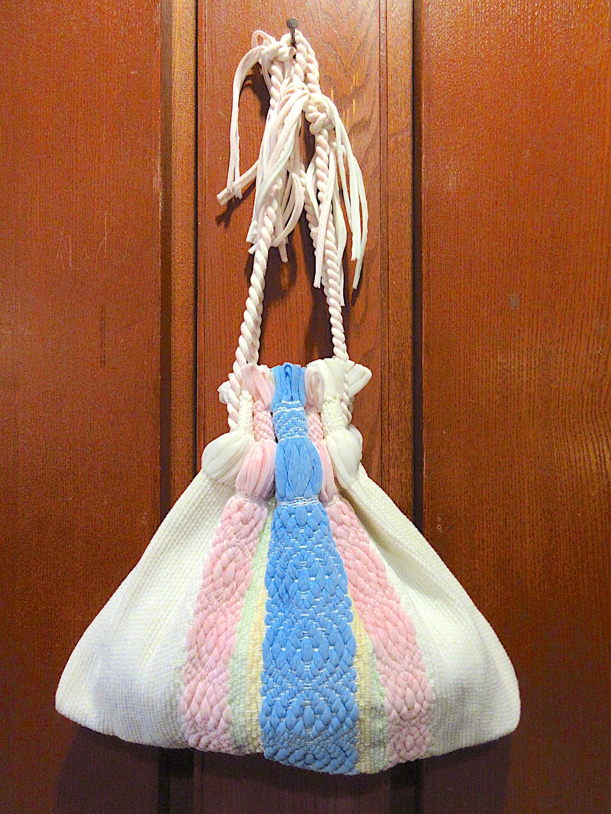 ビンテージ~50's○編み込み巾着バッグ○260306z2-bag-otパステルカラー
