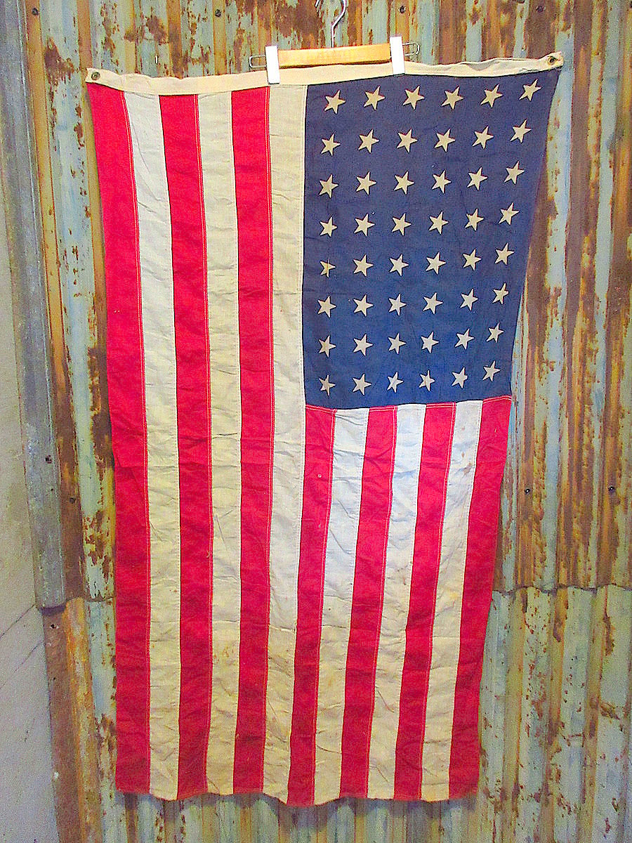 ビンテージ-50's○48星アメリカ星条旗size 77cm×146cm○250523j3-o