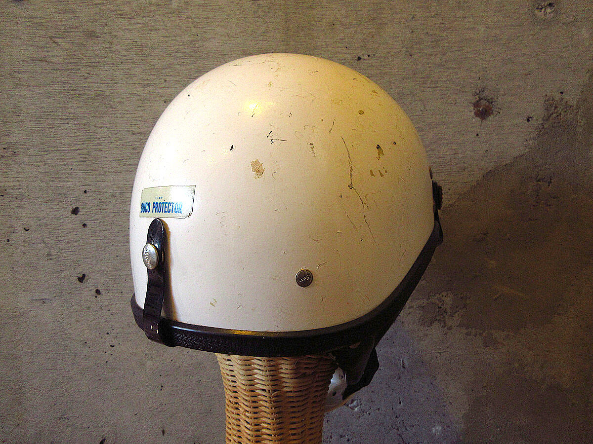 ビンテージ60's○BUCO PROTECTORバイザー付きハーフヘルメット白