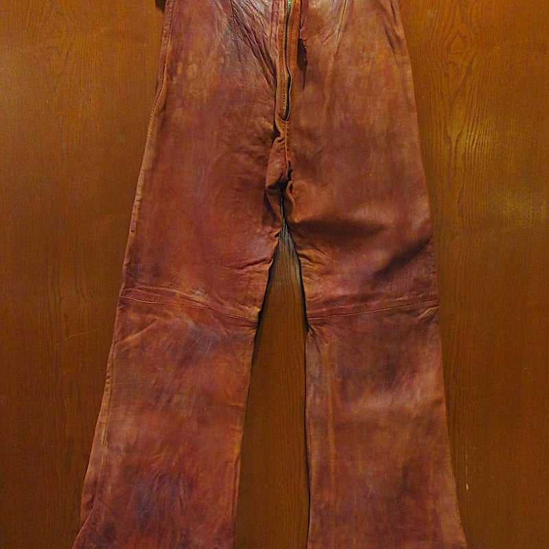 ビンテージ60's70's○レディースレザーフレアパンツ実寸W70cm