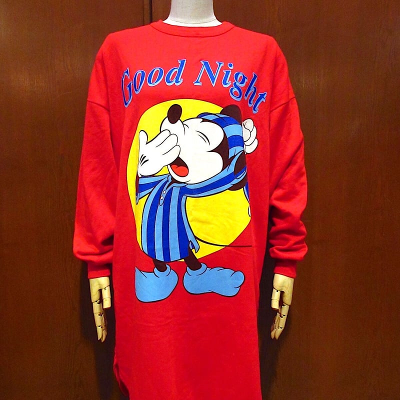 ビンテージ90's○MICKEY&CO.ミッキープリントロングスウェット赤