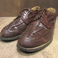 ビンテージ30's40's●KNAPPレザーメッシュシューズ茶size 6 1/2 E●260323n7-m-bt-25cm外羽根式編み込みナップ革靴メンズ靴