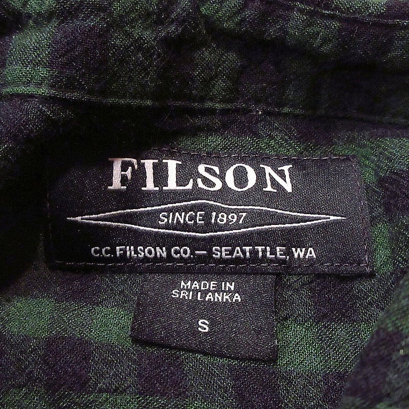 FILSON○レディースバッファローチェックレーヨン長袖シャツ緑×黒size 