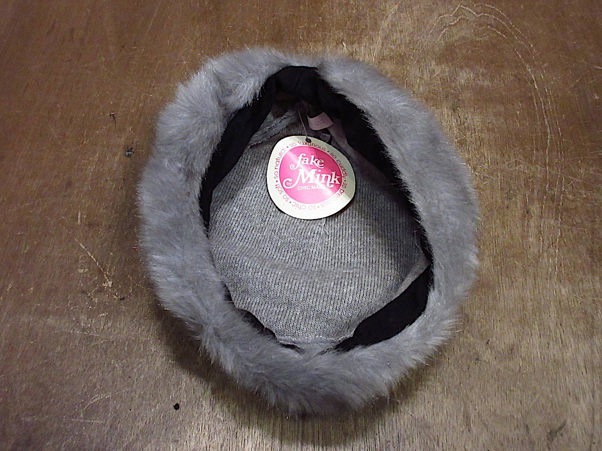 ビンテージ60's70's○Fake Minkフェイクファーハット灰色○231228p4-w-