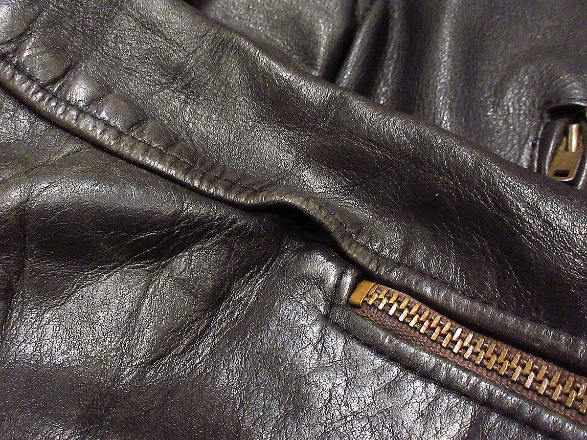 ビンテージ70's○レザーダブルライダースジャケット黒size 46 ビンテージ70's○レザーダブルライダースジャケット黒size 46