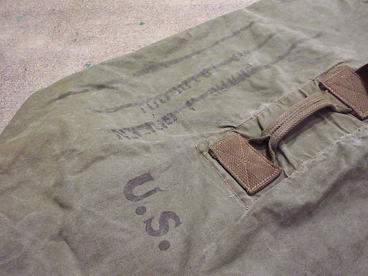 ビンテージ40's○ミリタリーステンシル入りキャンバスダッフルバッグ