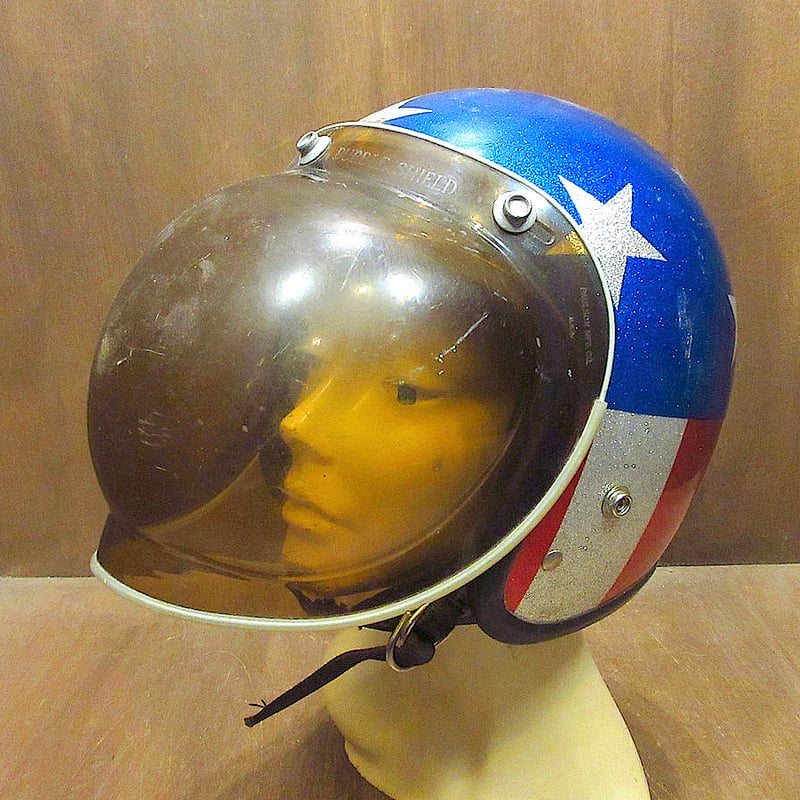 ビンテージ60's○星条旗柄バブルシールド付きジェットヘルメット赤×青