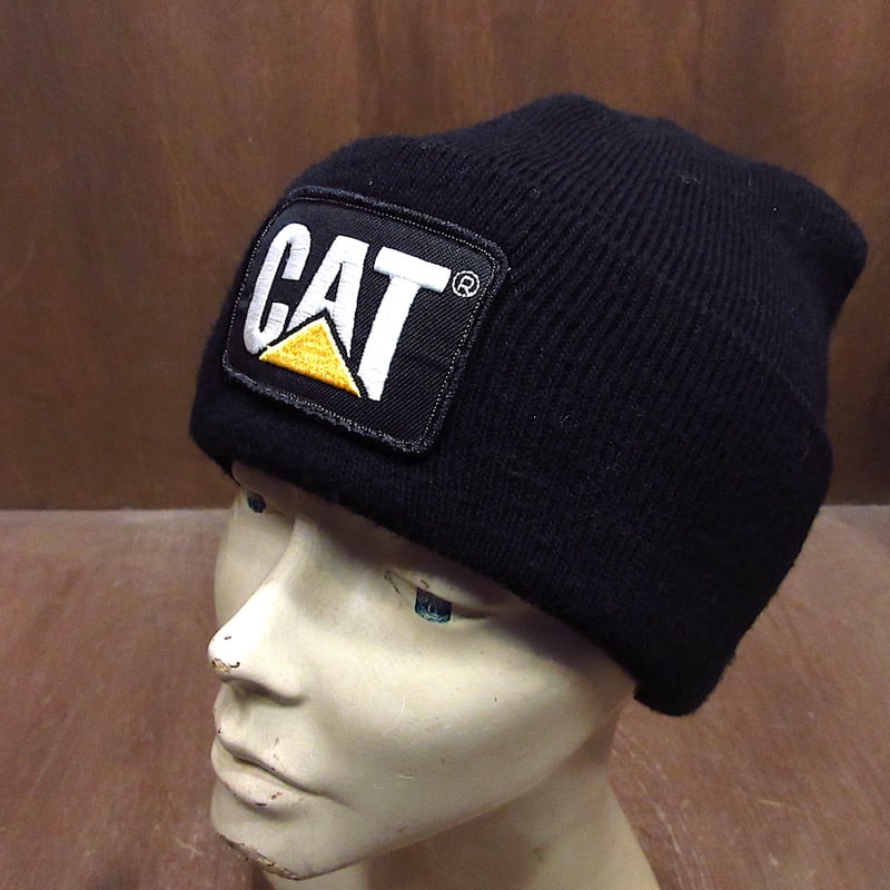ビンテージ80's90's○CATワッペン付きニット帽黒○231103p2-m-cp ビンテージ80's90's○CATワッペン付きニット帽黒○231103p2-m-cp