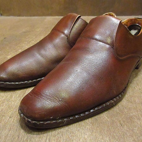 ビンテージ60's70's●DOLCISプレーントゥレザーローファー茶size 7 1/2●220921i1-m-lf-255cm 1960s1970s英国製革靴