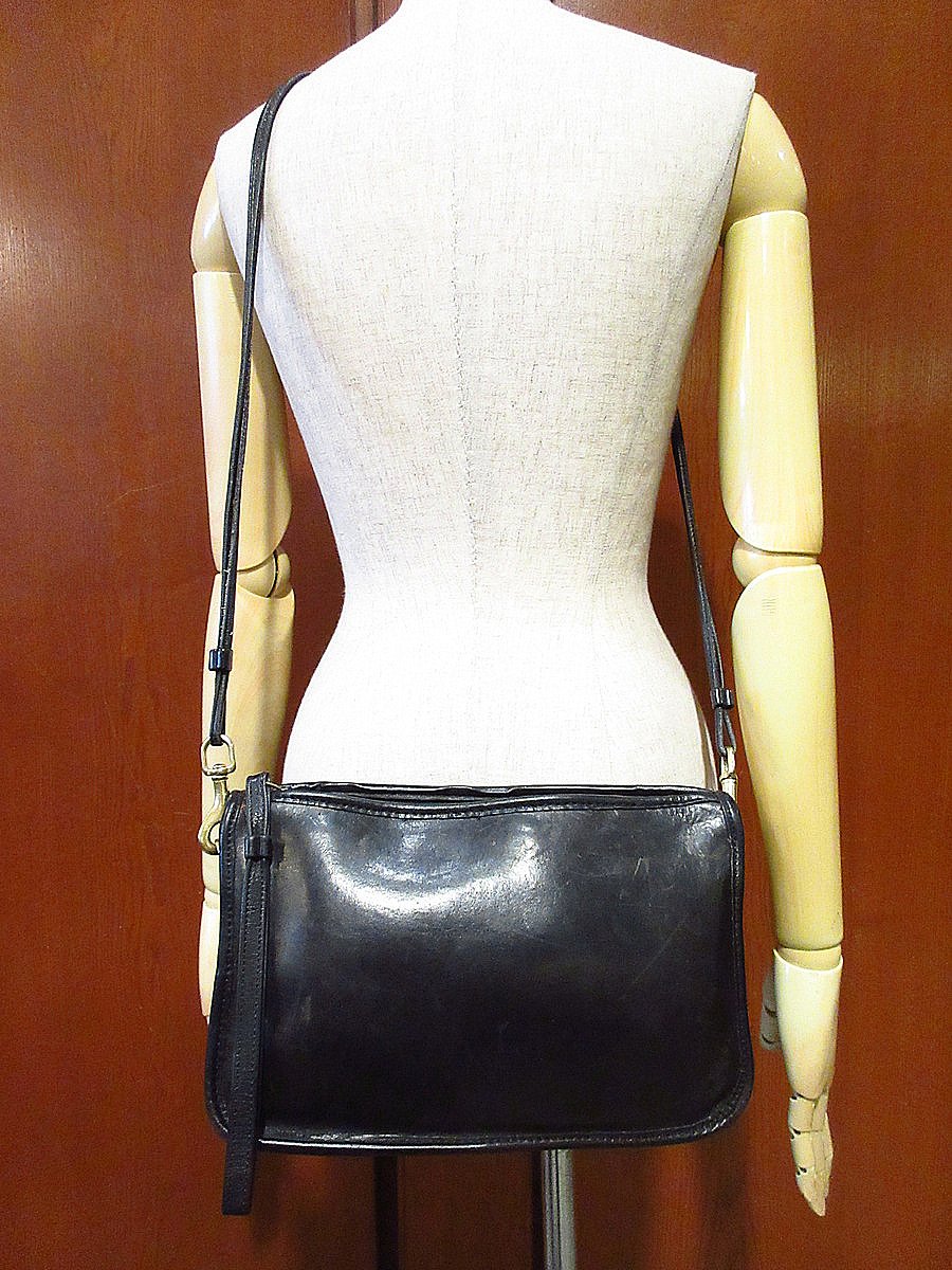 ビンテージ○オールドコーチレザーショルダーバッグ黒○240703i7-bag