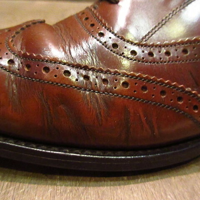 ビンテージ80's○GRENSONウイングチップシューズ茶8 1/2 D○201119n6-m