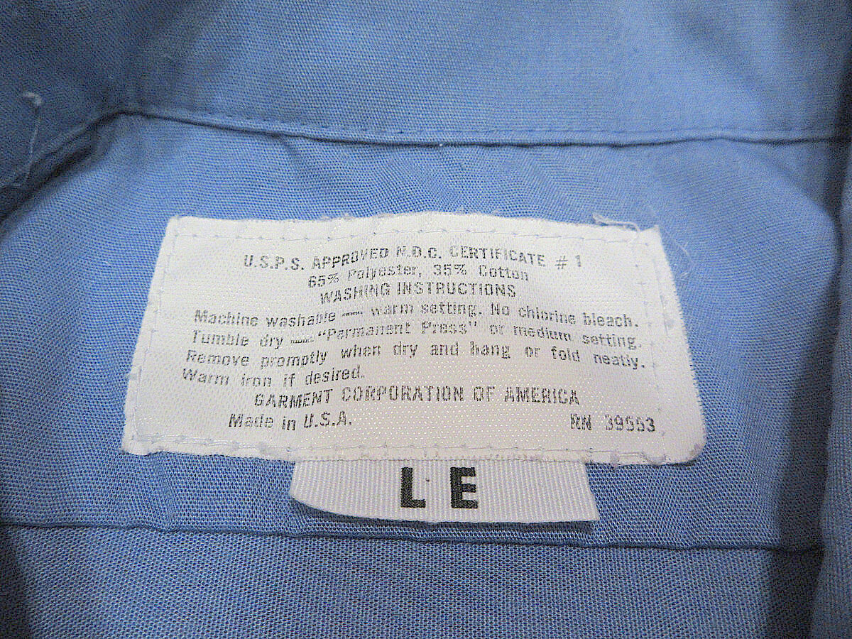 ビンテージ70's80's○USPS半袖ワークシャツ水色size L○230817j2