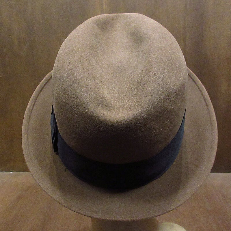 ビンテージ50's60's○Dobbsフェドラハット茶7 1/2○210314n4-m-ht-