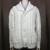 ビンテージ70's●FUNDAMENTALSショールカラーウールケーブルニットカーディガン生成りsize M●241118i1-m-cdgフィッシャーマン