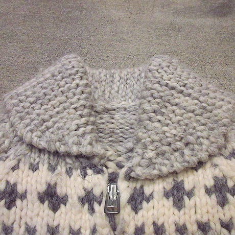 ビンテージ70’s●ノルディックラグランカウチンセーター●221224s3-m-cow 1970sジップアップショールカラーニットカーディガン