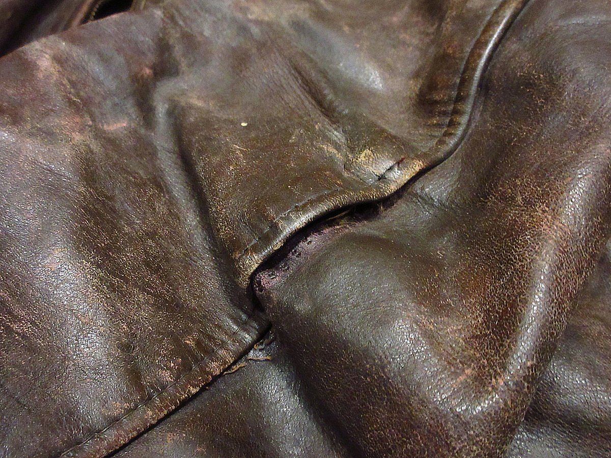 ビンテージ30's40's○ジップアップレザーカーコート茶○240202i2-m-jk