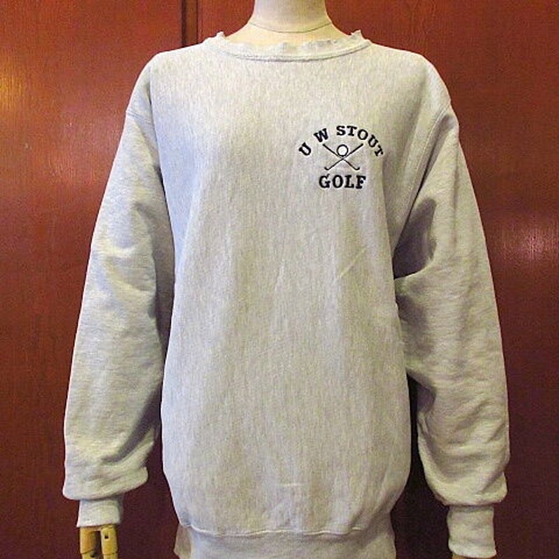 ビンテージ90's○Champion U W STOUT GOLFリバースウィーブスウェットグ...