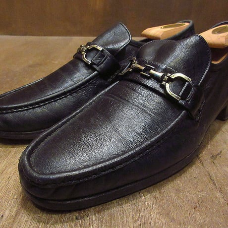 ビンテージ70's●FLORSHEIM Royal Imperial Uチップビットローファー黒size 9 1/2 C●230105i2-m-lf-275cm 1970sフローシャイム革靴