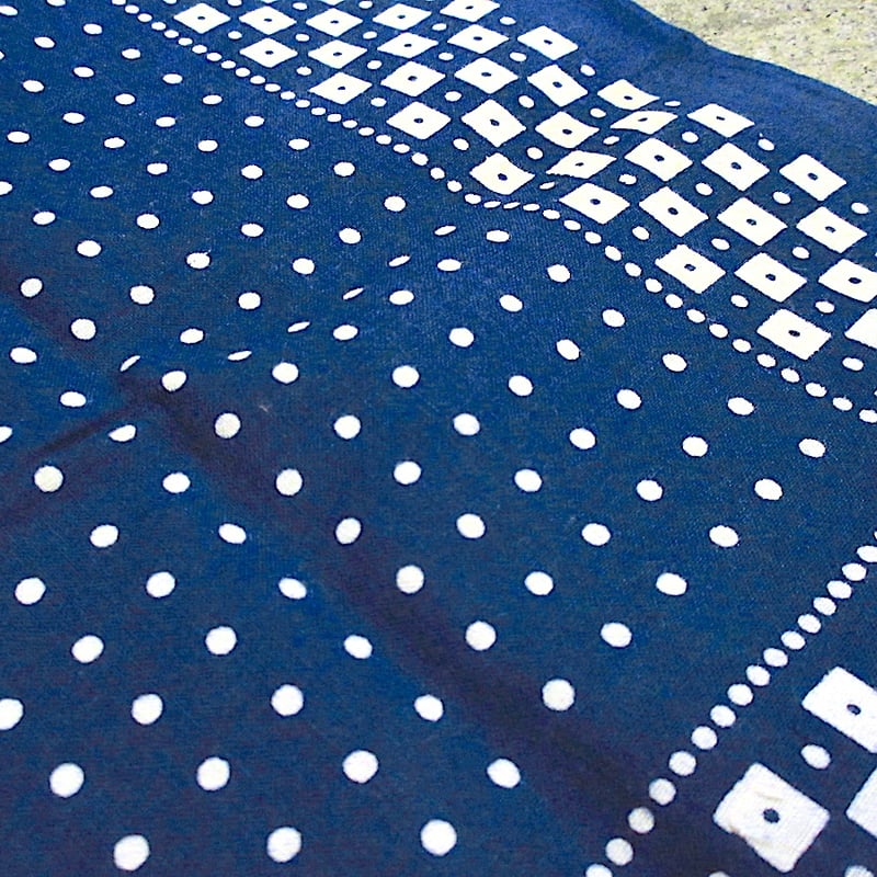 ビンテージ40's50's○FAST COLORドット柄コットンバンダナ紺○260217m7-