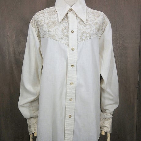 【1970s】ビンテージ　総柄シャツ　雪山　デザイン　アート　ヒッピー　古着 1970s】ビンテージ 総柄シャツ 雪山 デザイン アート ヒッピー