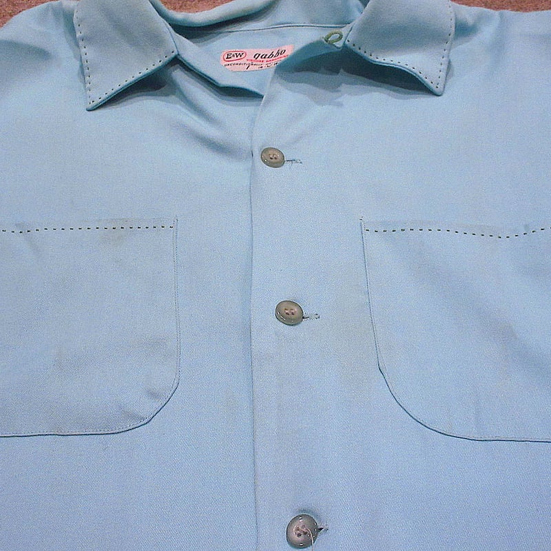 50s レーヨン ギャバジン スラックス ブルーグレー ヘリンボーン シャツ 1950s Vintage Rayon Gabardine Trousers ヴィンテージレーヨン