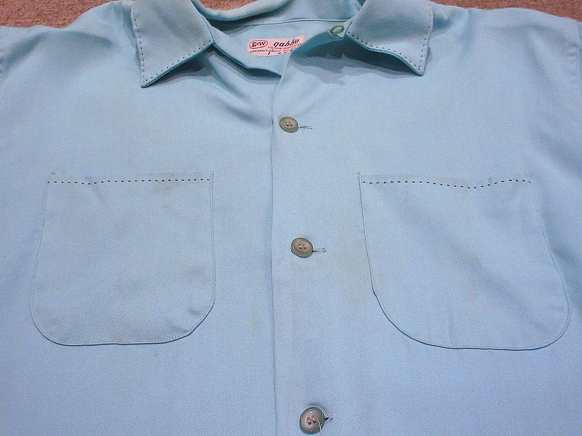 ビンテージ50's○E&Wレーヨンギャバジン長袖ループカラーシャツ