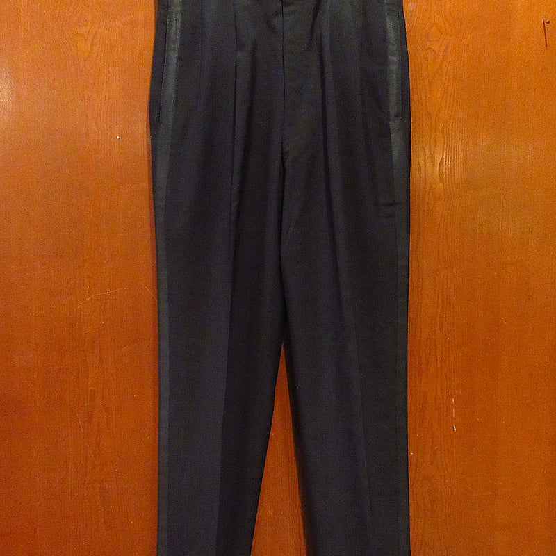 ビンテージ~60's○LAUTERSTEIN'Sツータックタキシードスラックス黒実寸