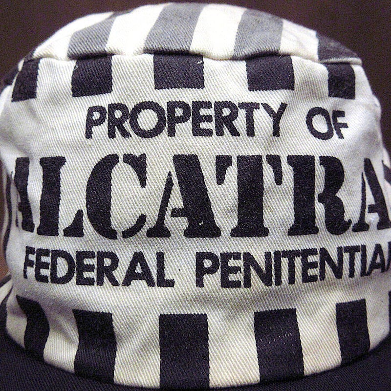 ビンテージ80's90's○ALCATRAZ黒白ボーダープリズナーペインター