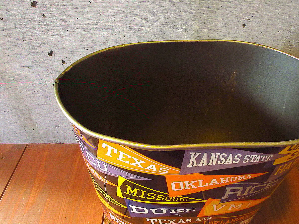 ビンテージ60's70's○カレッジペナントティントラッシュ缶 ビンテージ60's70's○カレッジペナントティントラッシュ缶
