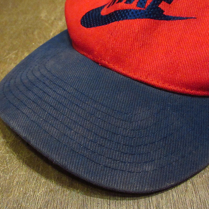 ビンテージ90's○NIKEツートンスナップバックキャップ赤×紺○211011i4