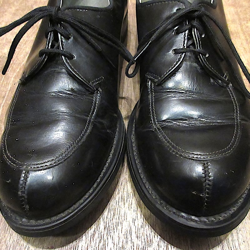 激レア80s★ビンテージ  Uチップレザーシューズ ドレスシューズ 10 ビンテージ80's○レディースレザーUチップシューズ黒size 7B