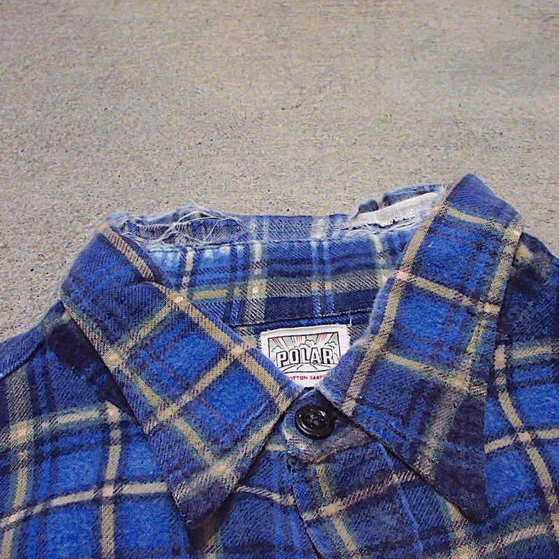 ビンテージ50's60's○POLARチェックプリントネルシャツ ビンテージ50's60's○POLARチェックプリントネルシャツ