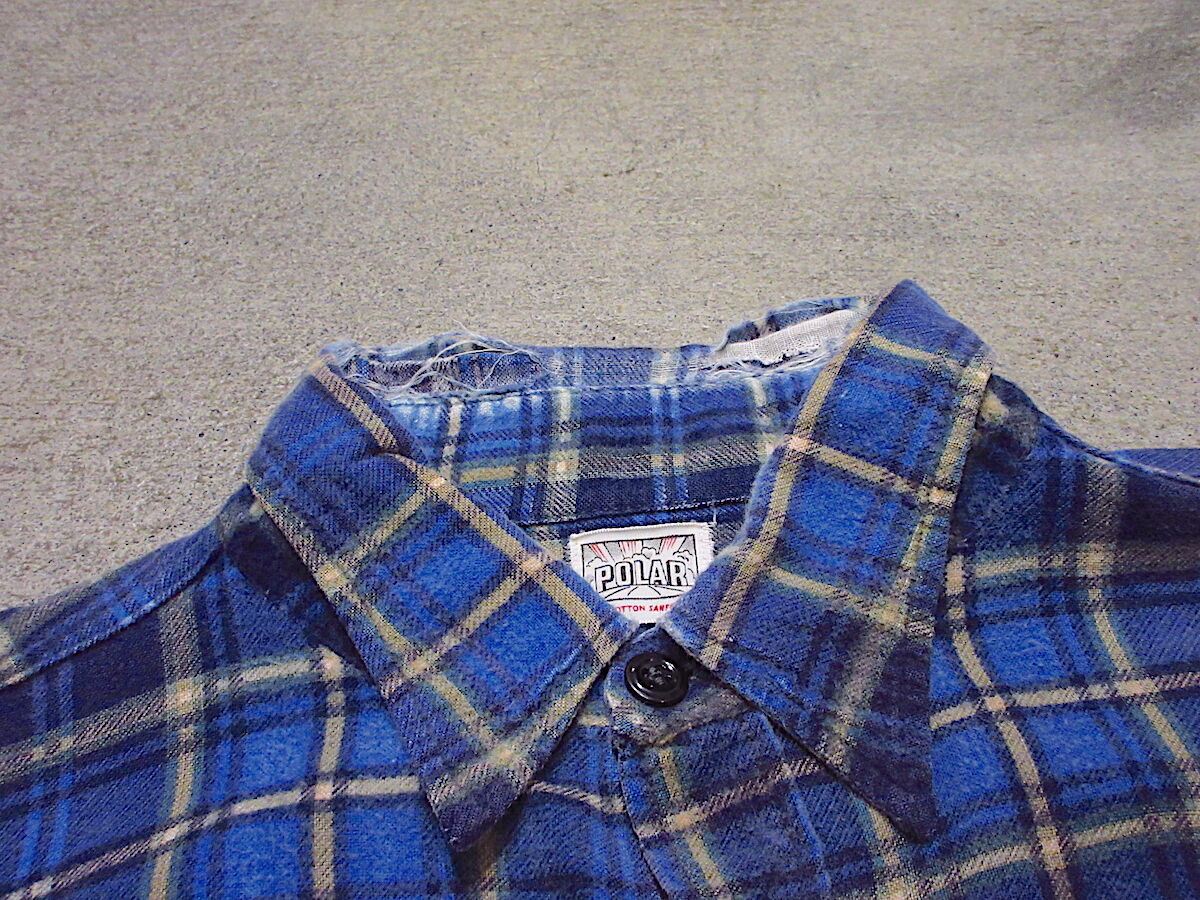 ビンテージ50's60's○POLARチェックプリントネルシャツ