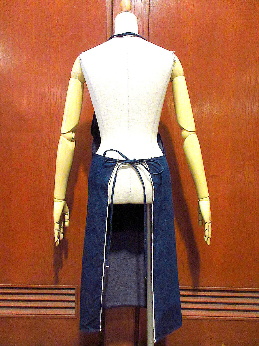 ビンテージ40's50's○耳付きデニムエプロン○220313k1-apr 1940s1950