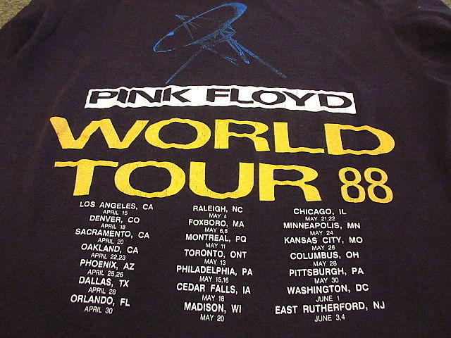 ビンテージ80's○PINK FLOYD 1988年ワールドツアープリントT ビンテージ80's○PINK FLOYD 1988年ワールドツアープリントT