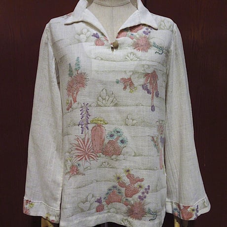 ビンテージ70's●レディース総柄長袖トップス●230908c5-w-lssh 1970sブラウス長袖シャツ古着