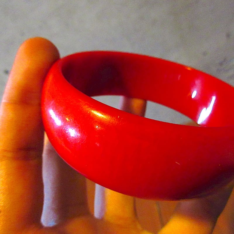 ビンテージ○ベークライトバングル赤○250922z5-bngブレスレット
