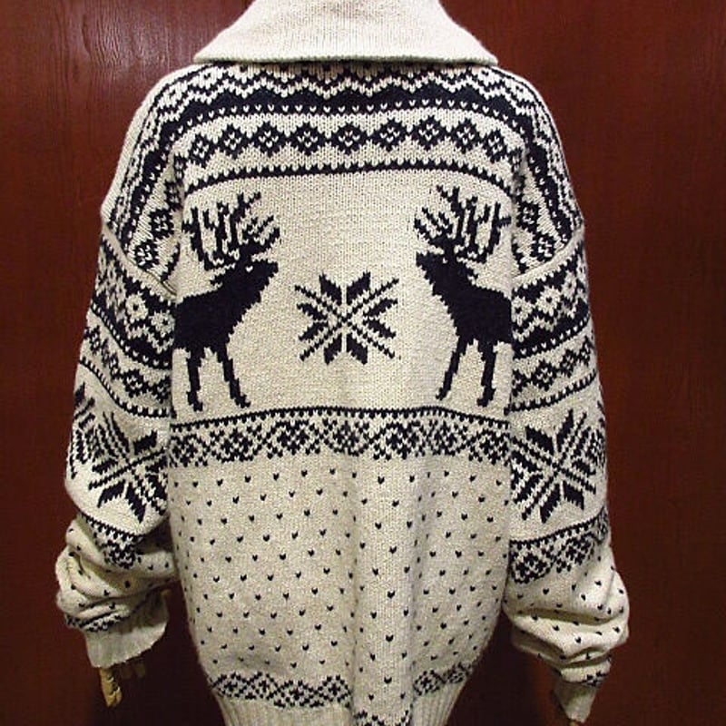 ポロラルフローレン　POLO RALPH LAUREN　カウチン　黒 鹿 古着 ポロラルフローレンPOLO RALPH LAURENカウチン黒 鹿 古着